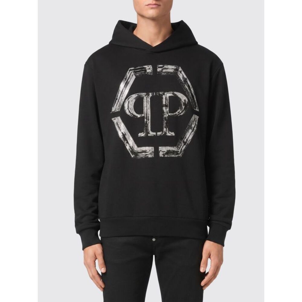 Philipp Plein Men Philipp Plein Cotton Hoodie With Hexagon Logo And Monogram